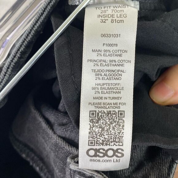 ASOS Denim Faded Black Distressed High Rise Boyfriend Jeans Stretch 28/32 - Picture 9 of 10